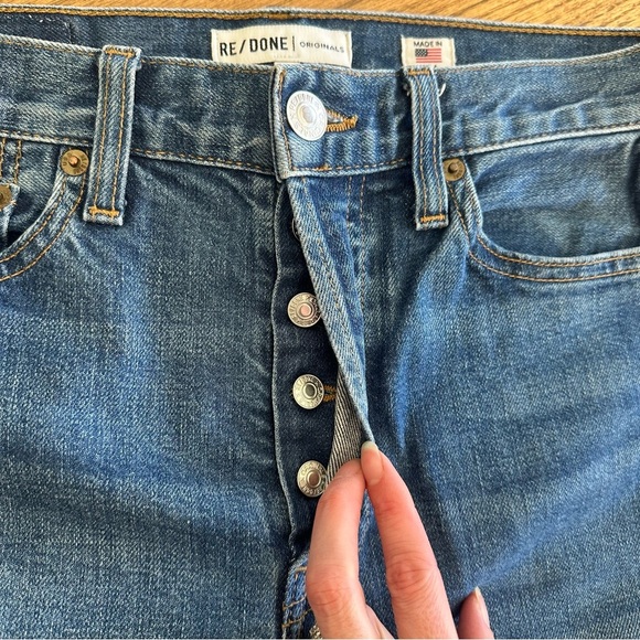 Re/Done Originals Mid Rise Straight Leg Jeans Medium Wash Size 27 Made in USA - Picture 13 of 13